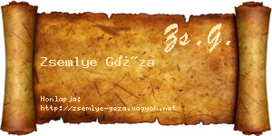 Zsemlye Géza névjegykártya